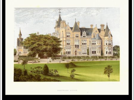 Bestwood Lodge, Near Nottingham, Nottinghamshire, England. Antique Print, Chromoxylograph 1880. Discount