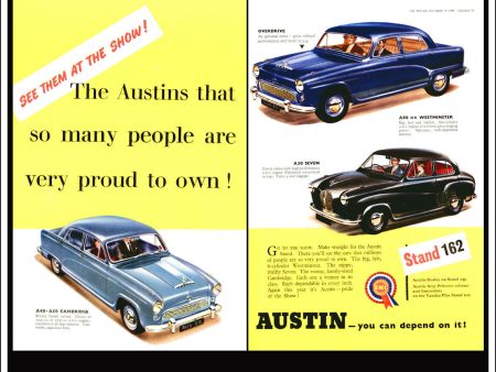 Austin A30, A40, A50 & A90. Original Vintage Advert From October 19th 1955. Fashion