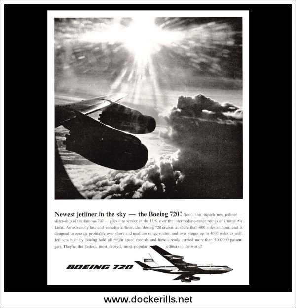 Boeing 720 Jet Airliners. Original Vintage Advert From 1960. Fashion