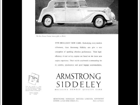 Armstrong Siddeley  16  Sixteen Touring Saloon. Original Vintage Advert From October 26th, 1938. For Cheap