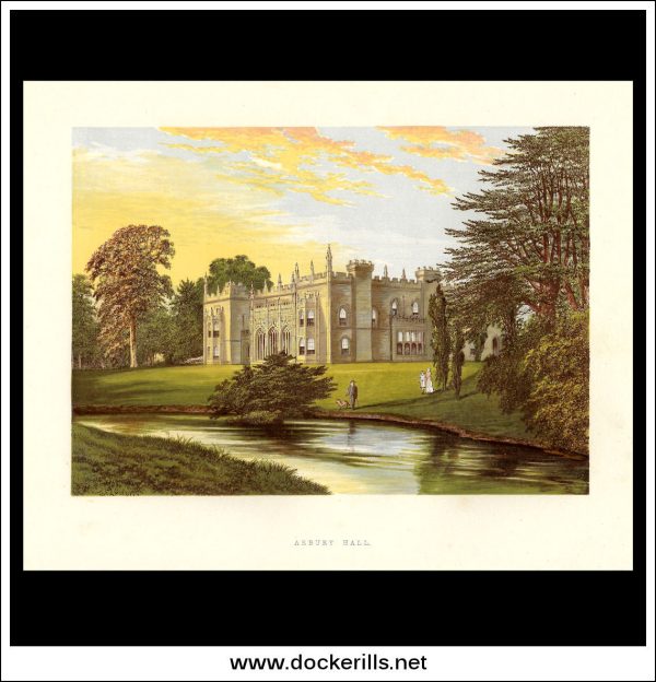 Arbury Hall, Near Nuneaton, Warwickshire, England. Antique Print, Chromoxylograph 1880. For Discount