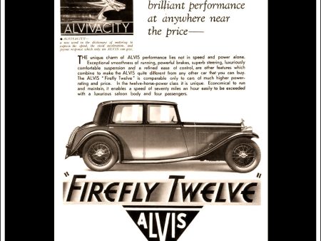 Alvis Firefly Twelve. Original Vintage Advert From May 1st 1934. For Discount