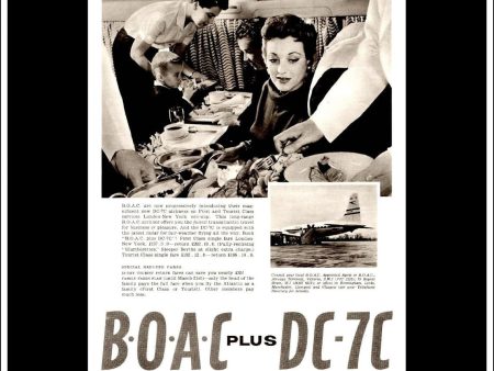 BOAC   DC-7C. Original Vintage Advert From January 12th, 1957. on Sale