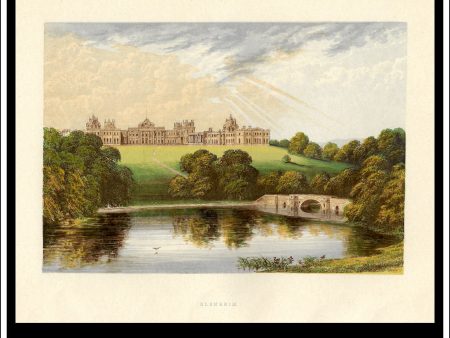 Blenheim, Near Woodstock, Oxfordshire, England. Antique Print, Chromoxylograph 1880. Fashion