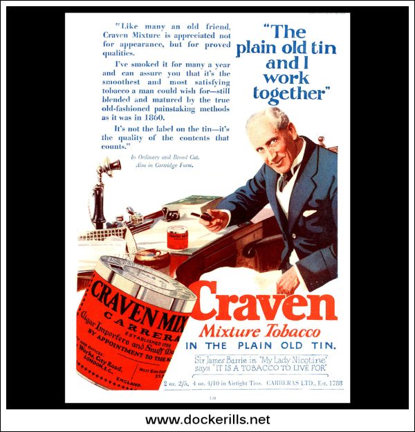 Craven Mixture Tobacco. Original Vintage Advert From April 18th, 1928. Hot on Sale