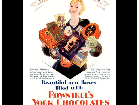 Rowntree s York Chocolates. Original Vintage Christmas Advert From November 30th, 1928. For Sale