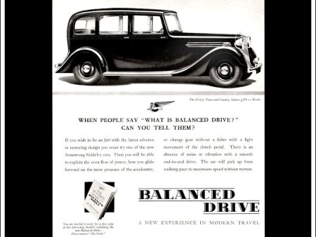 Armstrong Siddeley. 25 h.p. Town & Country Saloon. Original Vintage Advert From September 29th, 1937. on Sale