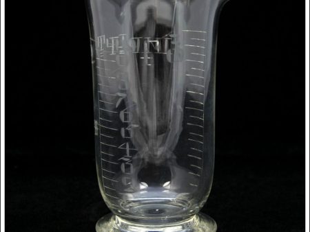 Victorian   Antique Hand Blown & Engraved Flask Shaped Graduated Glass Apothecary Measure. - 6 3 4 Inches High. Online Sale