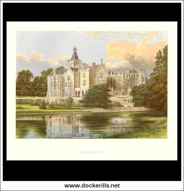 Adare Manor, Near Adare, Co. Limerick, Ireland. Antique Print, Chromoxylograph 1880. Online