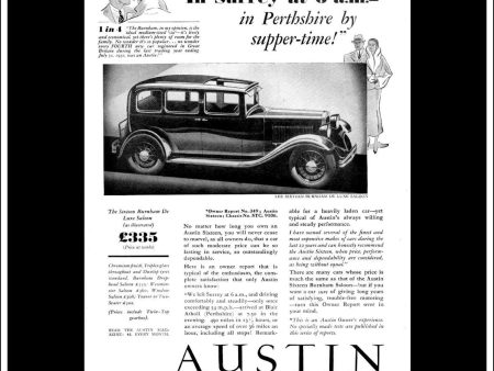 Austin  16  Sixteen Burnham De Luxe Saloon. Original Vintage Advert From April 13th 1932. Online