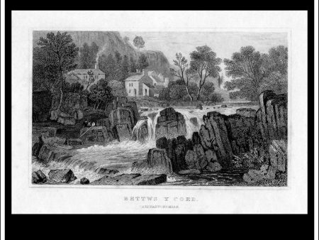 Bettws Y Coed, Caernarvonshire, Wales. Antique Print, Steel Engraving c. 1830. Hot on Sale