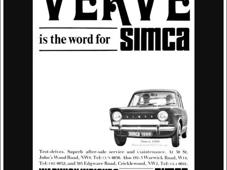 Simca 1000. Original Vintage Advert From July, 1966. Online