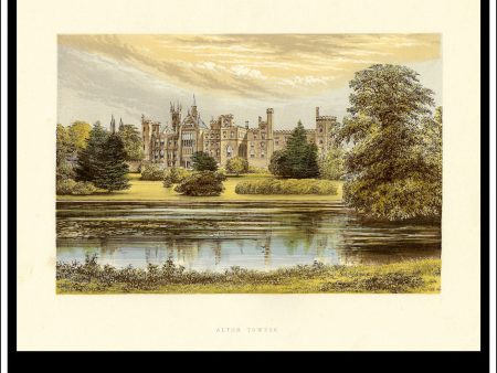 Alton Towers, Near Cheadle, Staffordshire, England. Antique Print, Chromoxylograph 1880. For Cheap