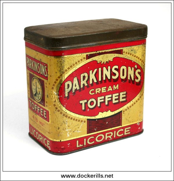 Parkinsons Cream Toffee Tin, Parkinson & Son, Ltd., Doncaster. Vintage Advertising Tin. For Discount