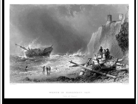 Wreck In Kingsgate Bay, Isle Of Thanet, Kent, England. Antique Print, Steel Engraving 1841. Hot on Sale