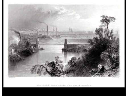 Aberdeen From Above The Chain Gate, Aberdeenshire, Scotland. Steel Engraving 1840. Discount