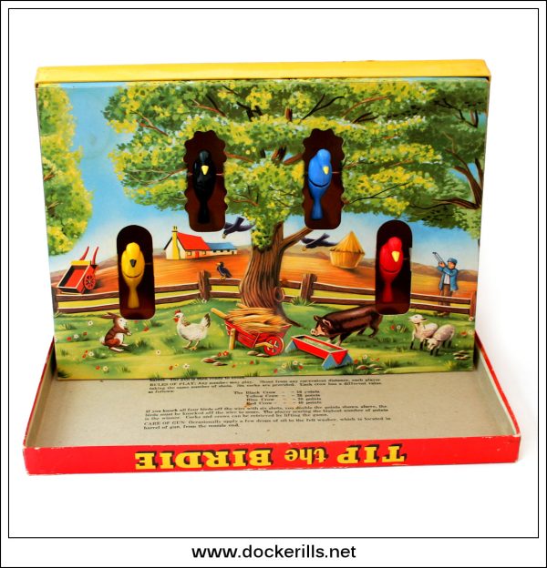 Tip The Birdie Shooting Game, Louis Marx & Co., Ltd. Great Britain. Vintage Shooting Game, 1950 60 s Toy. Fashion