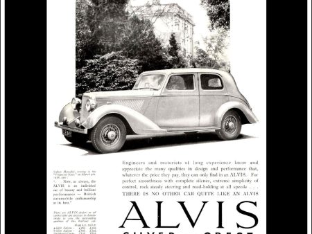 Alvis Silver Crest. Original Vintage Advert From April 13th 1938. Sale