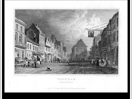 Wrexham, Denbighshire, Wales. Antique Print, Steel Engraving c. 1830. Online now