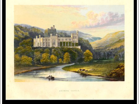 Arundel Castle, Near Arundel, Sussex, England. Antique Print, Chromoxylograph 1880. Online now