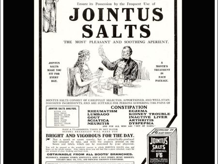 Jointus Salts. Original Vintage Advert From December 26th, 1917. For Cheap