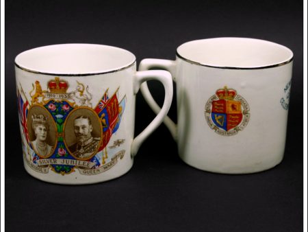 Two Commemorative Ware Silver Jubilee Mugs 1910-1935. Newtown Powys   Montgomeryshire Celebrations, Wales. For Cheap