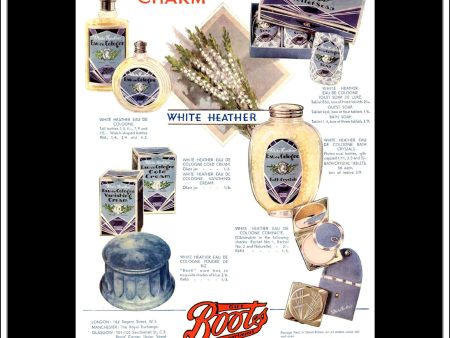 Boots Cosmetics, White Heather. Original Vintage Advert From December, 1930. Supply