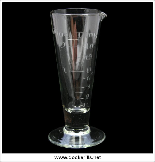 Victorian   Antique Hand Blown & Engraved Graduated Glass Apothecary Measure. - 5.25 Inches High Supply