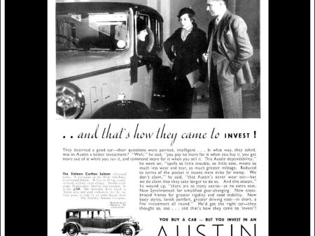 Austin  16  Sixteen Carlton Saloon. Original Vintage Advert From Jan 31st 1934 Hot on Sale