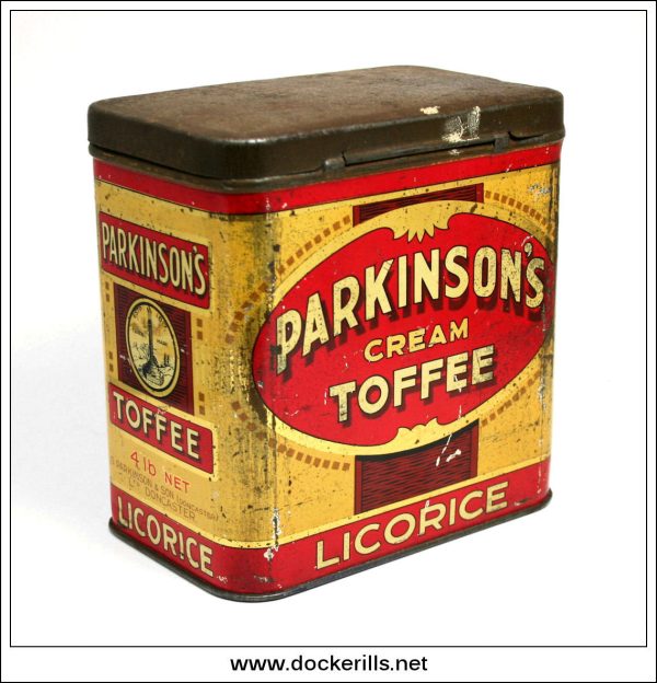 Parkinsons Cream Toffee Tin, Parkinson & Son, Ltd., Doncaster. Vintage Advertising Tin. For Discount