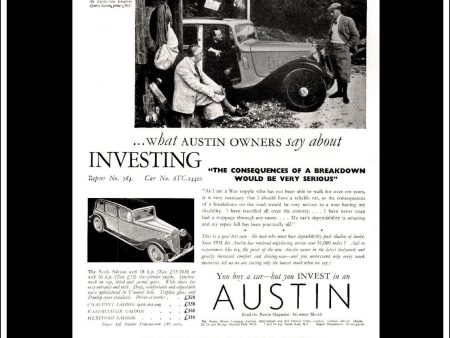 Austin Twelve-Six Kempton Sports Saloon. Original Vintage Advert From May 29th 1935 Supply