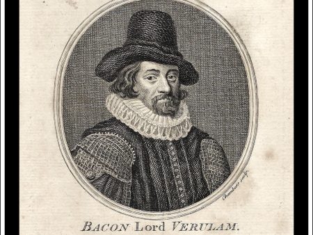 Bacon Lord Verulam. Antique Print, Copper Plate Engraving c. 1757. Sale