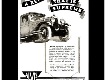 Alvis Cars. Original Vintage Advert From June 27th 1928. Online Sale