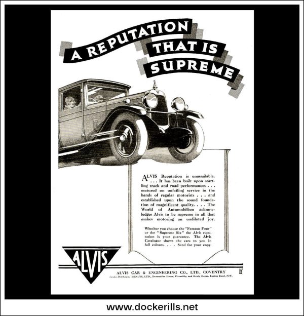 Alvis Cars. Original Vintage Advert From June 27th 1928. Online Sale