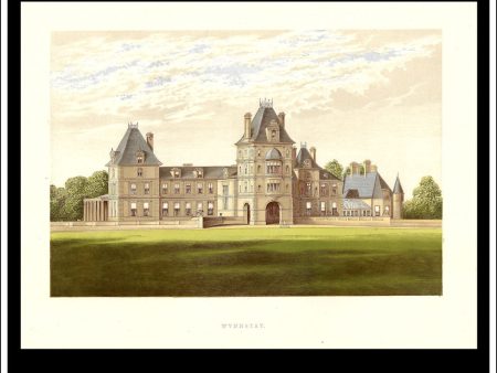 Wynnstay, Near Rhuabon, Denbigshire, Wales. Antique Print, Chromoxylograph 1880. Online now