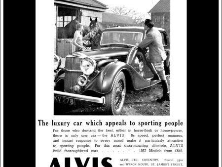 Alvis. Original Vintage Advert From February 24th 1937. Sale