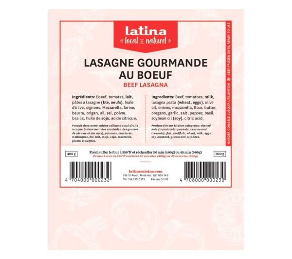 Lasagne gourmande au boeuf – surgelé For Sale