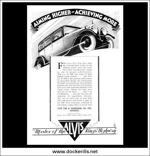 Alvis Cars. Original Vintage Advert From November 30th 1928. Sale