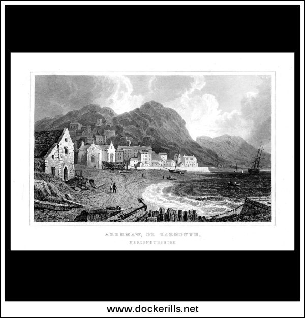 Abermaw, Or Barmouth, Merionethshire, Wales. Antique Print, Steel Engraving c. 1830. Supply