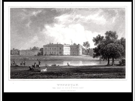 Wynnstay, Denbighshire, Wales. Antique Print, Steel Engraving c. 1830. Cheap