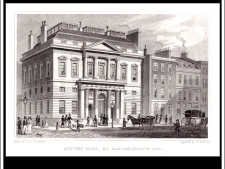 Auction Mart, St. Bartholomew s Lane, London, Middlesex. Antique Print, Steel Engraving 1829. Hot on Sale