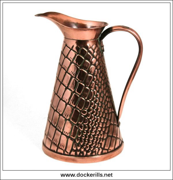 Antique Victorian Copper Jug. Crocodile Skin Pattern. Hot on Sale