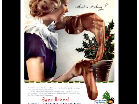 Bear Brand Crepe Luxury Stockings. Original Vintage Christmas Advert From November 20th, 1936. Cheap