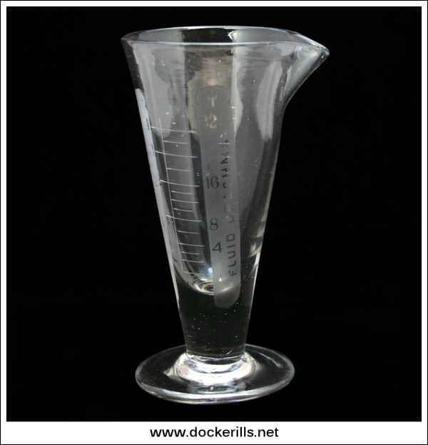 Victorian   Antique Hand Blown & Engraved Graduated Glass Apothecary Measure. - 6 1 4 Inches High. For Sale