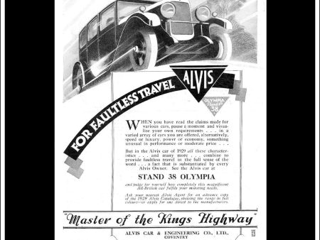 Alvis Cars. Original Vintage Advert From October 17th 1928. Online Sale