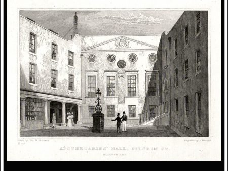 Apothecaries  Hall, Pilgrim Street, London, Middlesex. Antique Print, Steel Engraving 1831. Online Hot Sale