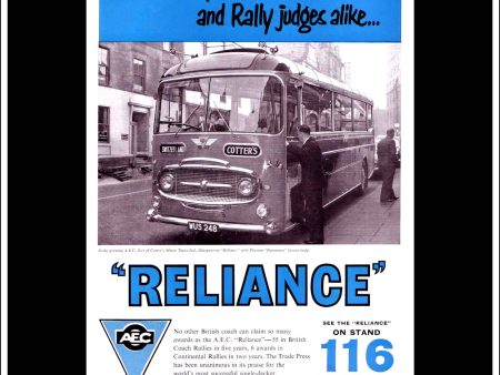 AEC Reliance Bus Coach. Original Vintage Advert From November, 1959. Sale