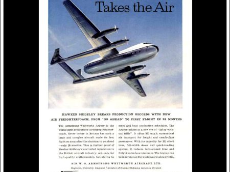 Armstrong Whitworth Argosy. Original Vintage Advert From 1959. For Discount