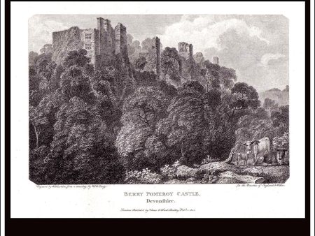 Berry Pomeroy Castle, Devonshire, England. Antique Print, Copper Plate Engraving 1802. Discount