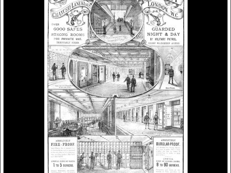 The Chancery-Lane Safe Deposit. Original Vintage Advert From March 12th, 1887. Online Hot Sale